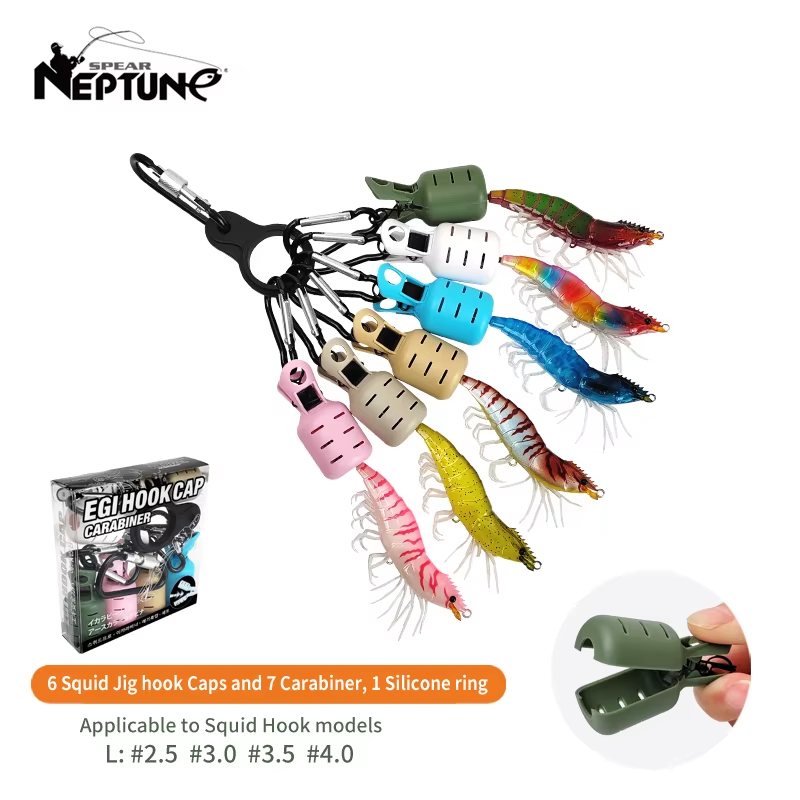 カラフルなイカジグフックキャッププロテクターキット6個セット - Fishing Lure Jig のレビューと価格